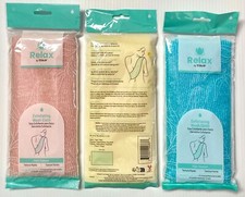 3 Exfoliating Back Scrubber Bath Wash Cloth Long Mesh Sponge Body Brush