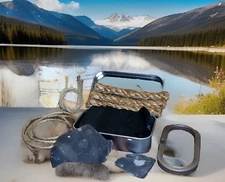 English Flint and Steel Kit, Fire Starter W/ Flint Sharpener & Extra free flint