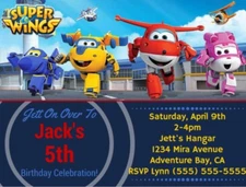 Super Wings Printable JPEG/PDF Digital File Birthday Invitations