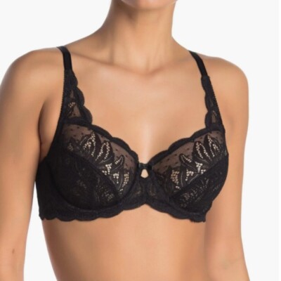 Felina Paramour Peridot Unlined Lace Bra 32D Black Style 115073