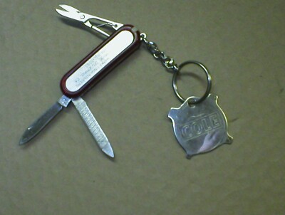 Vintage COLE Chrome Pocket Screwdriver Key Chain + Mini Multitool Keychain