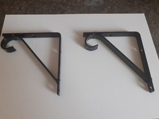 2x Metal Shelf Support Brackets in BLACK. New / Handmade 4" (10cm) x 13mm Wide.