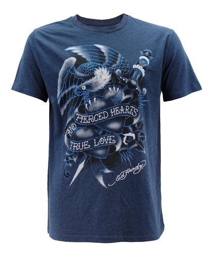 ED HARDY / EAGLE ROSE ANCHOR ZIRCONIA T-SHIRT L〜XXL Ed Hardy Men's M Blue Short Sleeve Rhinestone Eagle Anchor