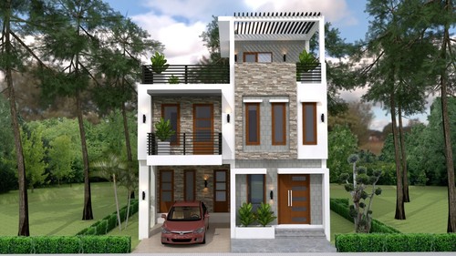 26x36 Small House Design 3 Beds 3 baths 8x11 Meter Terrace Roof (A4 Hard Copy) - Picture 6 of 8