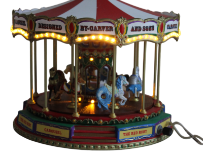 【廃盤】Merry goround REDDISH COLLECTORS … Mr. Christmas Merry Go Round Carousel Red Gold Green Top