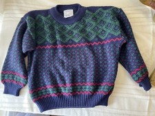 Vtg Polar Kids 90s Sweater Acrylic Size 5/6 Navy Maroon Green Unisex