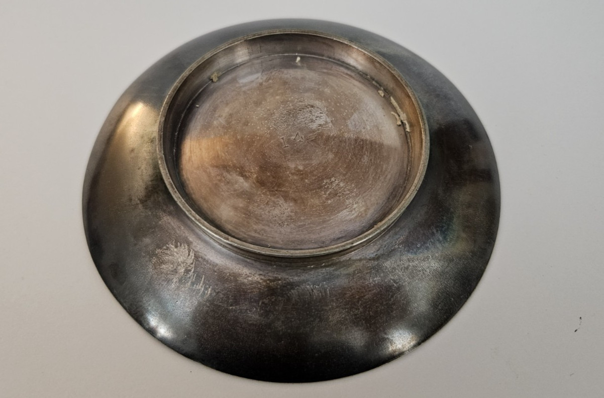 Antique Middletown Plate Co Quadruple Plate Hard White Metal Teacup and Saucer