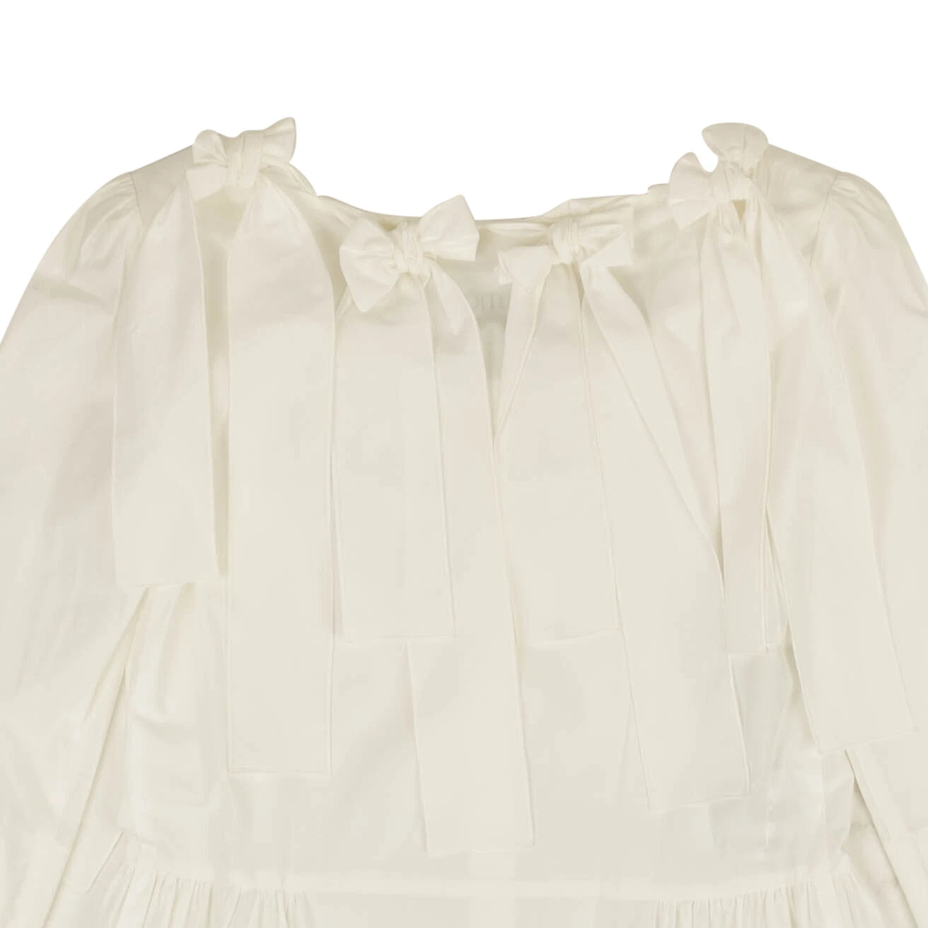 Mini abito nuovo con etichette BOUTIQUE MOSCHINO bianco fiocco accentuato aderente e svasato taglia 10 46 $670