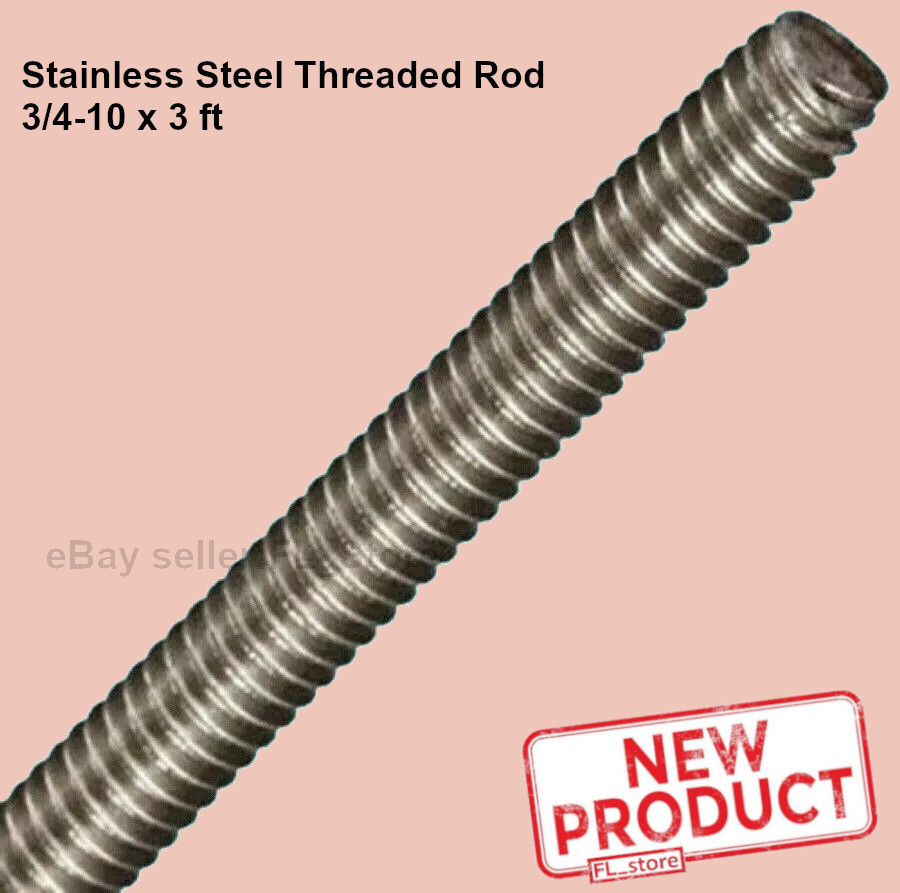 3/4-10 x 36" Stainless Steel All Thread Grade 18-8 Threaded Rod 3 Feet Length