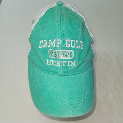 Camp Gulf Destin Hat Cap Mens Green Mesh Snap Back Trucker Beach Kaufman