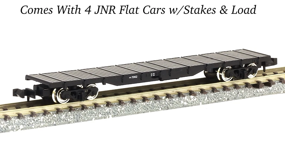 N Scale JNR 8 Freight Cars & 8 JGSDF Vehicles Military Train Open Wagon Flat Car - Image 2 of 4