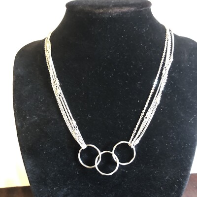 The Limited Interlinked Triple Rings Multi-Strand Silver Tone Necklace ...
