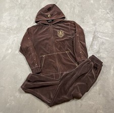 Y2K VTG AKADEMIKS VELOUR Tacksuit Hoodie Pants Set L 2000s Women?s 90s Hip Hop
