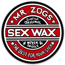 Mr Zog's Sex Wax  - Red Black & White w/ Black border Die Cut Round STICKER!