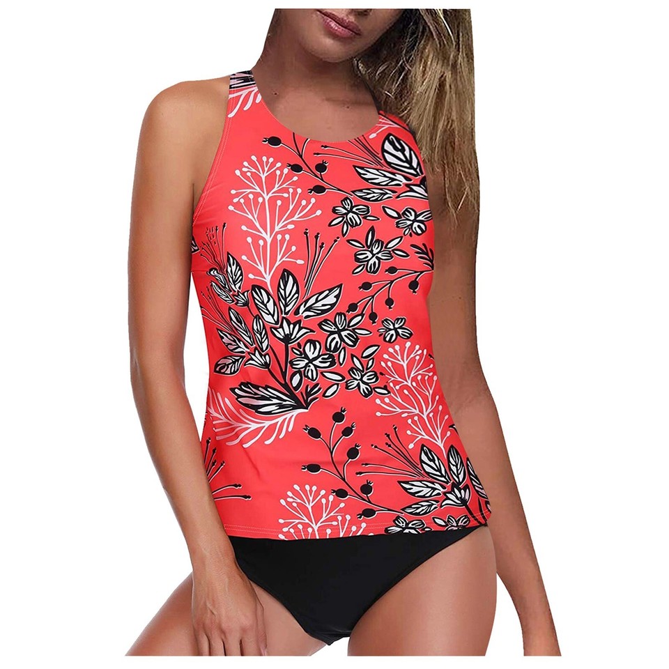 WoMen Summer Floral Print Tankini Set BriefS Swimwear Beach Two Piece