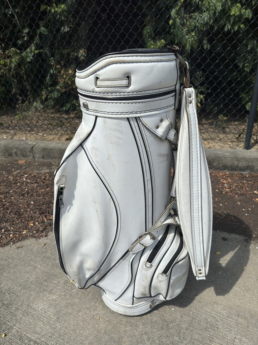 ★NlCK&NLCOLE★ CRYSTAL LEATHER MULTI WAY BAG_CREAM Ron Miller Pro Golf Bag Vintage Faux Leather White Staff w
