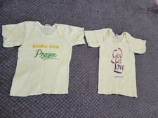 Vintage 80's Prayer God is Love Shirts Size 18mo Toddler Girls Set Made USA