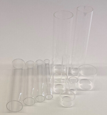 PLEXIGLAS   Acrylglas Rohre + Rohr Deckel Ø 10mm - Ø 150mm Länge Ihr Wunschmaß K