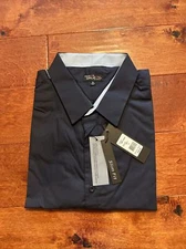 Galaxy by Harvic Mens Navy Slim Fit Collared Button-Down Shirt XL NWT $38
