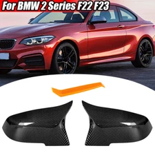 2PCS For BMW 2 Serier F22 Coupe F23 Carbon Fiber Black Side Rearview Mirror Caps