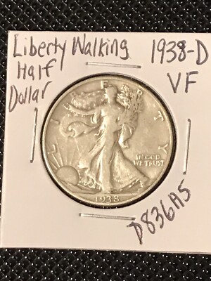 カズミ c walk T 1938-D Liberty Walking Half Dollar VF *KEY DATE* Only