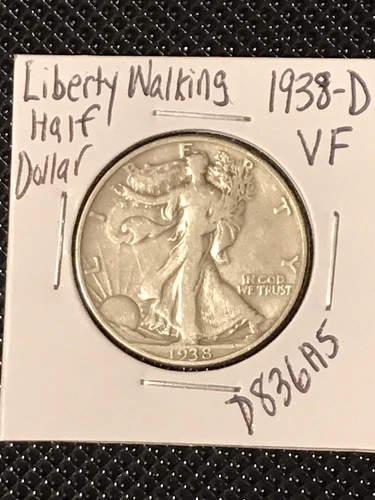 1938-D Liberty Walking Half Dollar  VF   *KEY DATE* Only 491,800 Minted