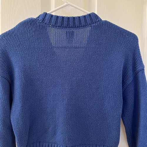 Tea Collection Blue Boxy Cardigan Sweater Cotton Girls Size Large 8-10 - Picture 11 of 14