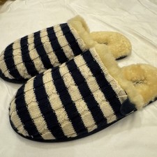 UGG 5730 Scuffette Blue  Ivory Striped Slippers Size 11 UGG100