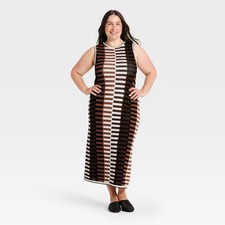 Women Maxi Sweater Dress - Universal Thread Brown Striped 1X