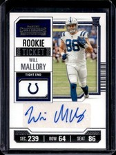 2023 Panini Contenders Will Mallory RC Auto Autograph Ticket #267 Colts Rookie