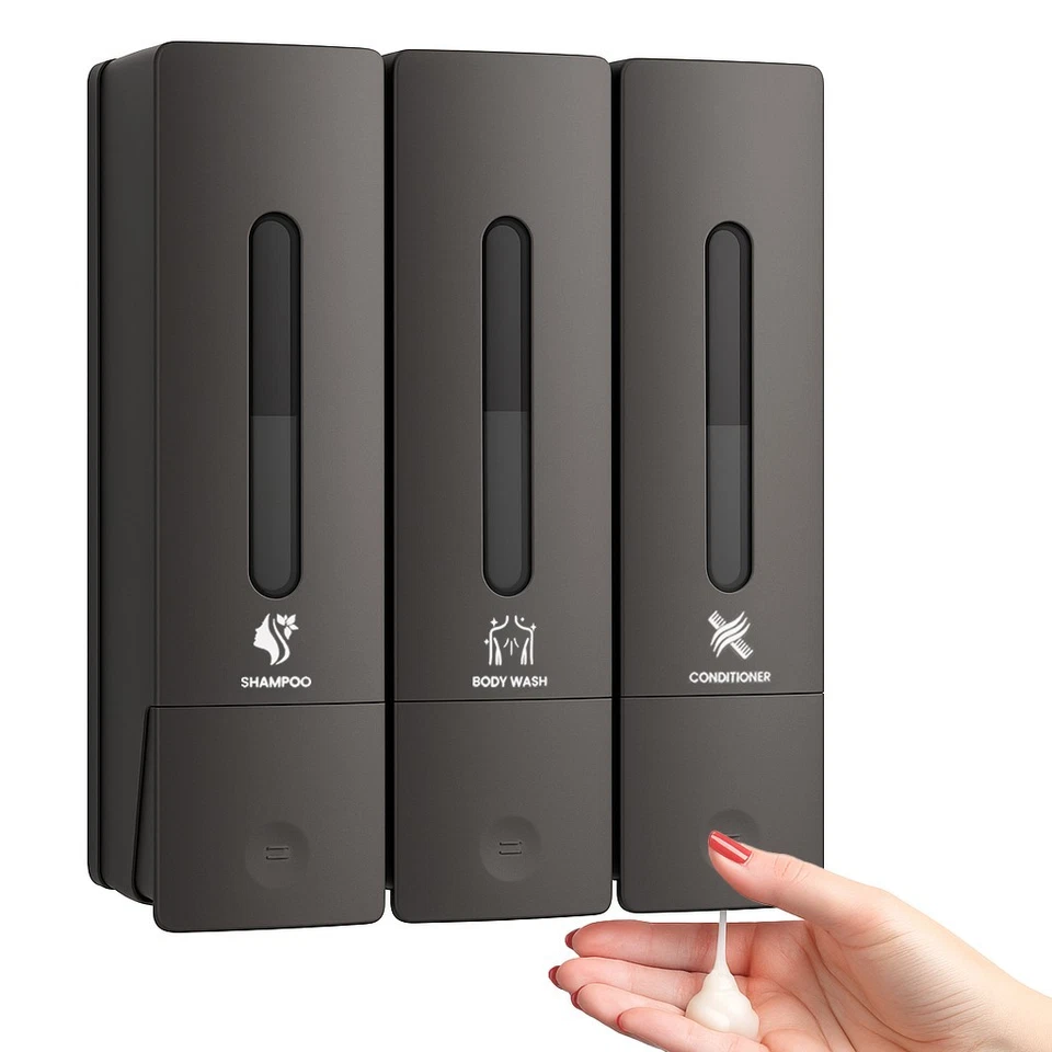 uMadeUs 3 Chamber Shower Dispenser - No Drill - Wall Mount - Easy Installation - Image 3 of 4