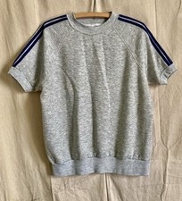 Vintage Bassett-Walker 3-Stripe Short-Sleeve Grey Ringer Sweatshirt USA NOS M/L