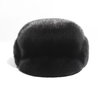 100% Real Whole Mink Fur Hat Winter Warm Thicken Cap Fashion Handsome for Men