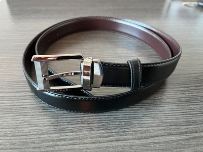 Montblanc Men's Buckle  and  new generic leather  Belt Black/Brown reversible