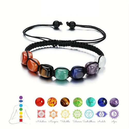 7 Chakren Armband mit Kristallen – Naturstein Chakra Armbänder für Frauen – Glüc 7 Chakren Armband mit Kristallen – Naturstein Chakra Armbänder für Frauen – Glüc