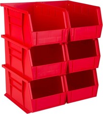 9.5" x 6" x 5" (6 Pack) Plastic Stackable Storage Bin Red