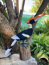46cm Figur Vogel Hornbill Turkan modelliert auf Treibholz REDUZIERT