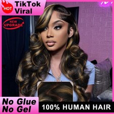 Ombre Body Wave Glueless Wigs Human Hair Pre Plucked Pre Cut 7x5 Highlight Wig