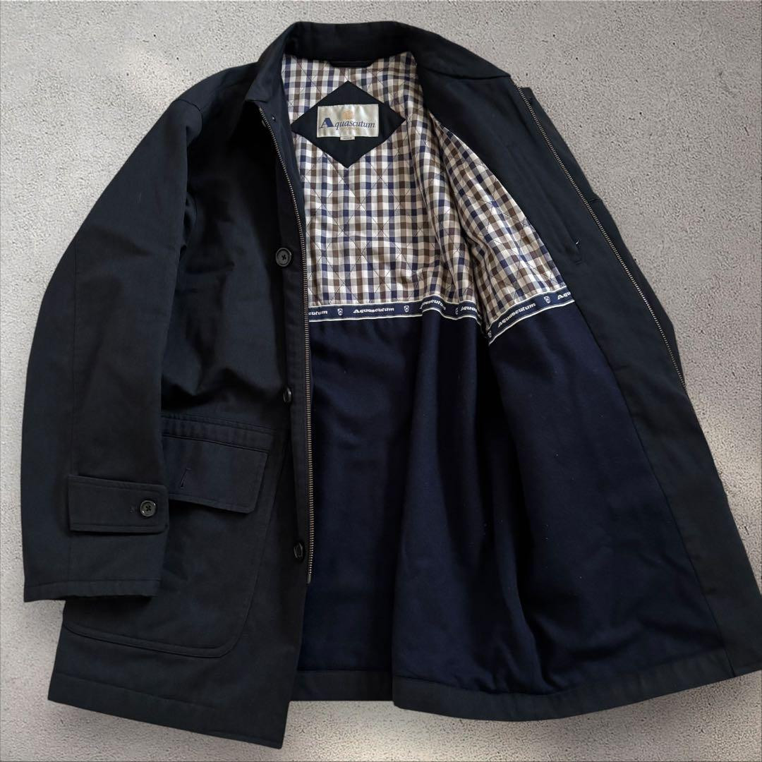 Aquascutum Balmacaan Coat 50% Wool 50% Cotton 100% Polyester Aquascutum Balmacaan Coat 50% Wool 50% Cotton 100% Polyester