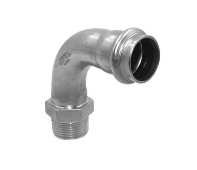 5 Stück Connect Inox Edelstahl Pressfitting Bogen 18mm x 1/2'' AG 90°