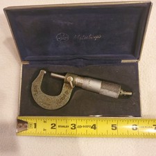 Mitutoyo 0-1" .0001 Micrometer FOR PARTS Blue Case / Box Vintage Machinist Tool