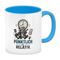 Wilfried WaschbäR Kaffeebecher In Hellblau PüNktlich Ist Relativ Mit Spruch: