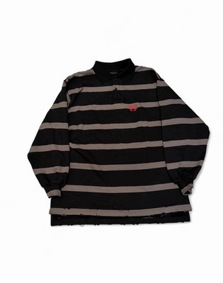 Balenciaga Laurel Classic Long SleeveOversized Polo Black & Grey
