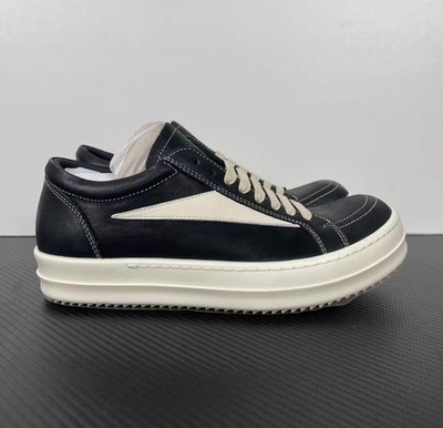 Rick Owens DRKSHDW Black White Low-Top Sneakers Contrast Stitch
