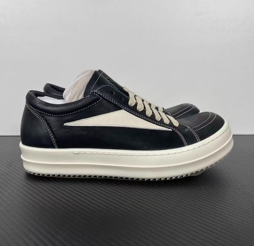 Rick Owens DRKSHDW Black White Low-Top Sneakers Contrast Stitch