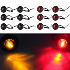 12XAmber,Red 3.4'' Mini Round   Bullet Light Clearance Side Marker Universal New