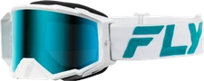 FLY RACING 37-51907 ZONE ELITE GOGGLE WHITE/TEAL W/ LIGHT GRN MIRROR/SMOKE LENS