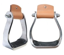 Showman Pony/Youth Size Polished Aluminum Stirrups w/ Rubber Tread