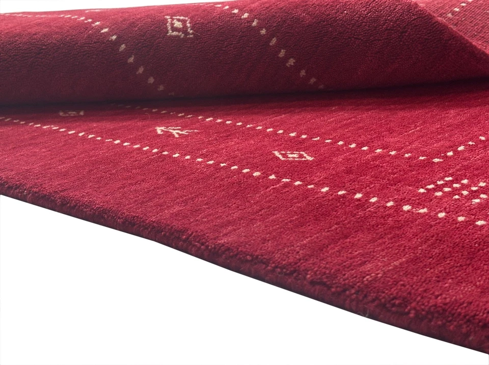 Tapis Rouge 100% Laine Fait Main 120X180 Cm Tissé À La Main Gabbeh Orient AC06 - Photo 4/4