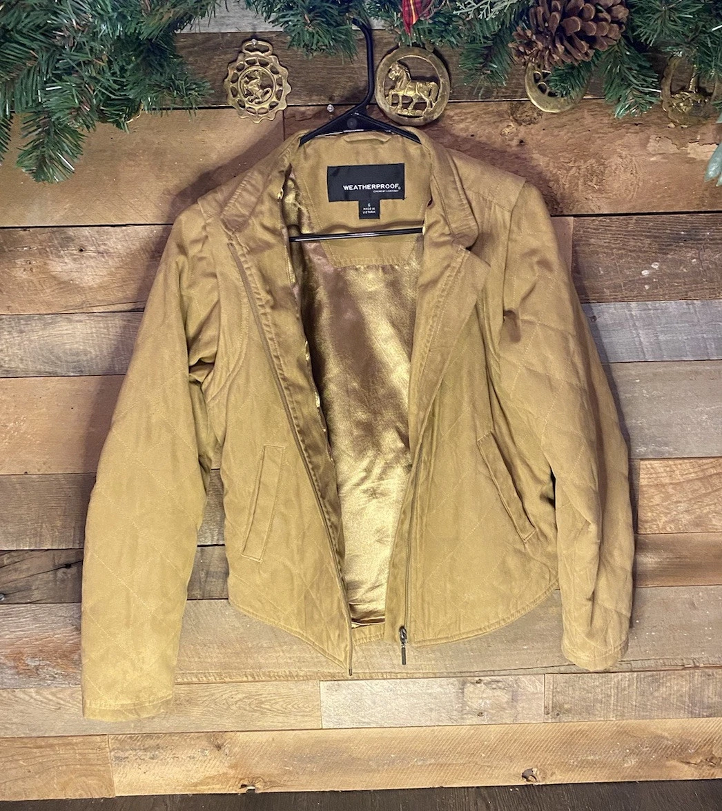 WEATHERPROOF Mens S Khaki Tan Soft MicroSuede Zip-Up Bomber Jacket - Lined